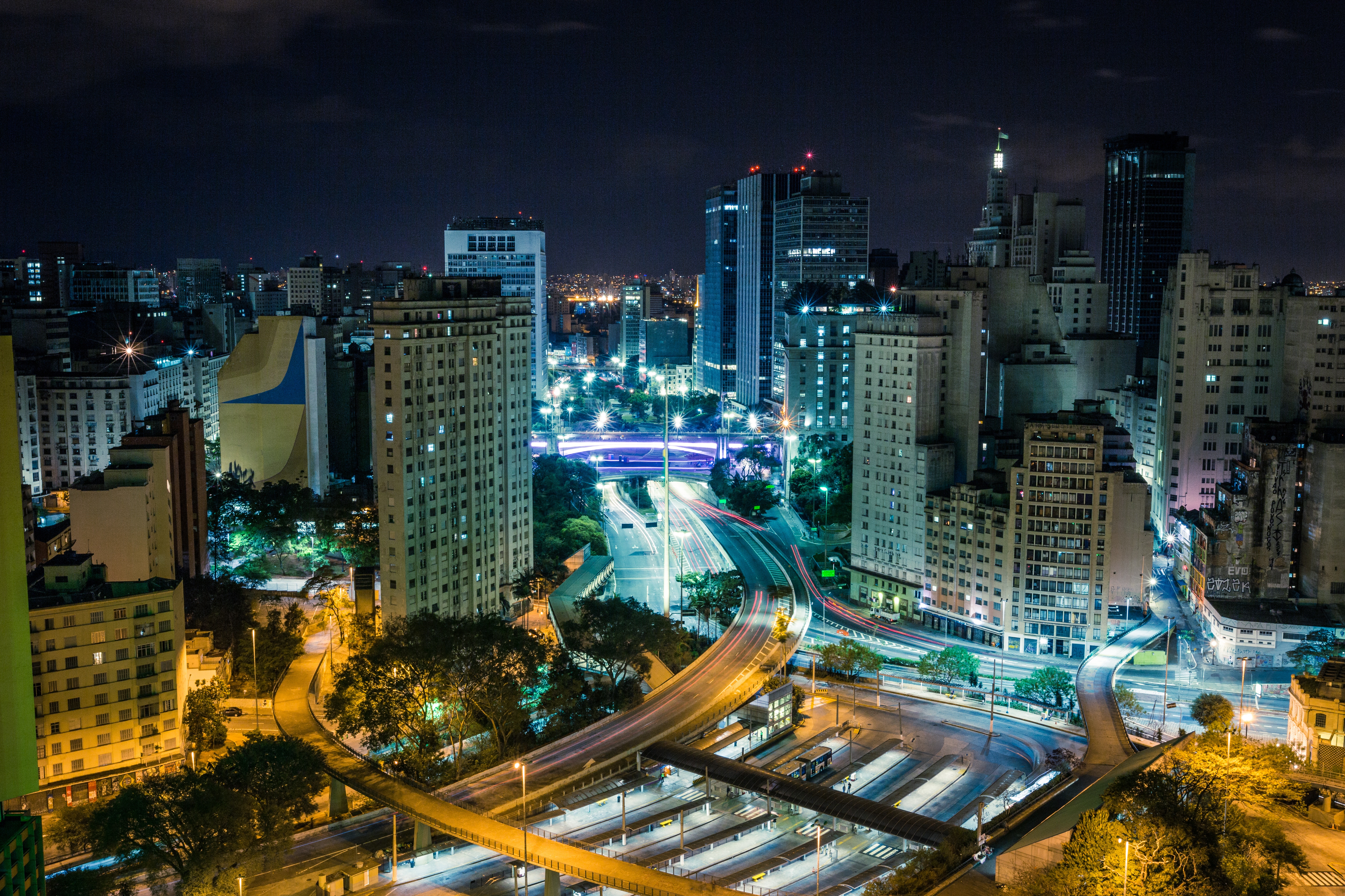 Image of highways in Brazil at night