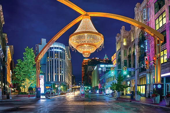 This is an image of the chandelier at Playhouse Square in Cleveland