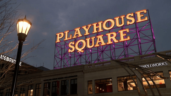 This is an image of the Playhouse Square sign, and the Dwellworks headquarters