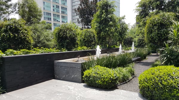 Image of a temporary housing unit's courtyard