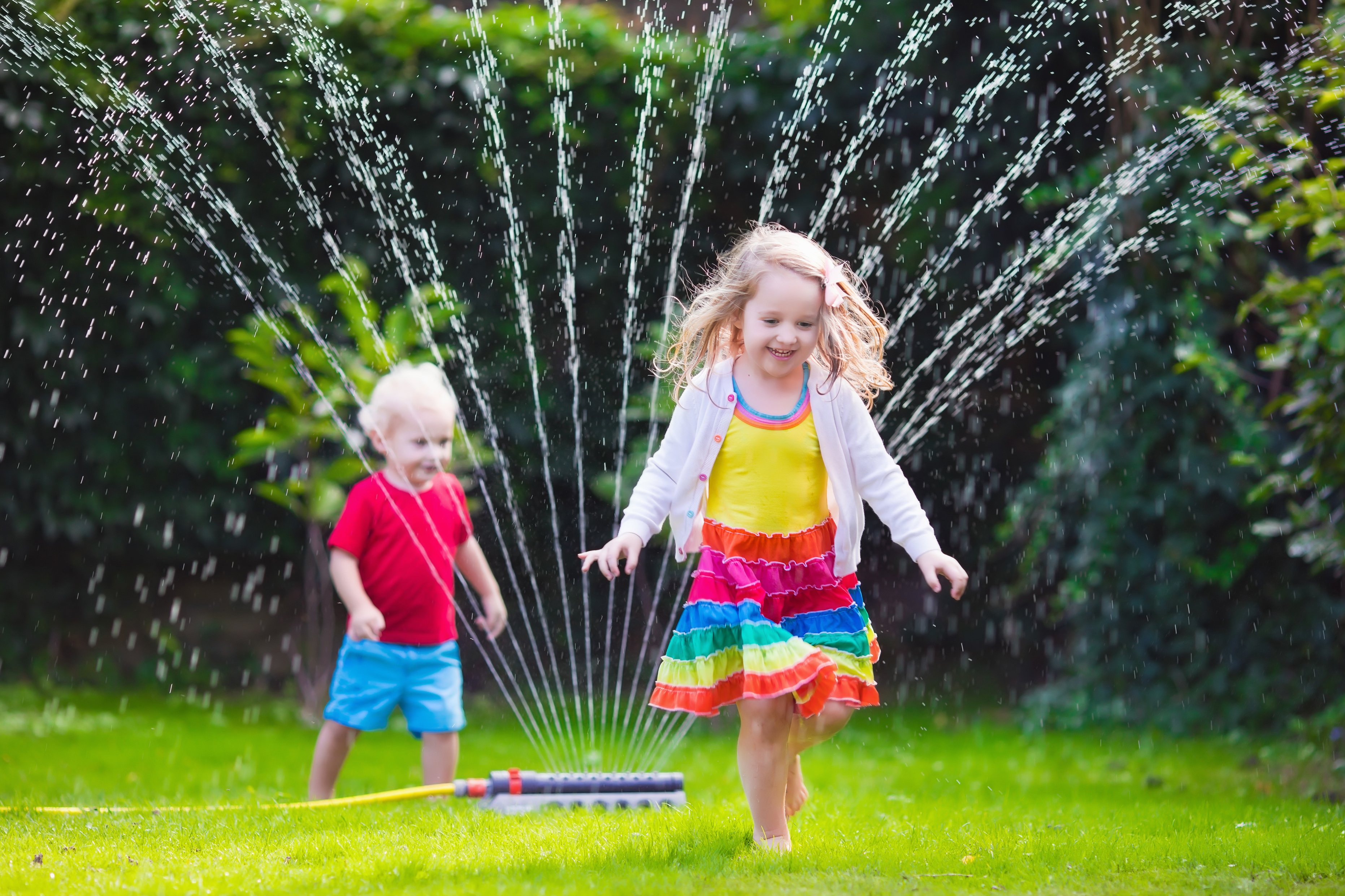 Kids Playing in a Yard