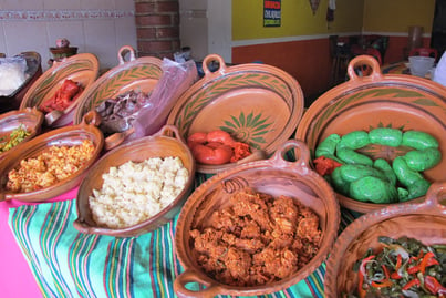 Images of a street vendor's table in Mexico City