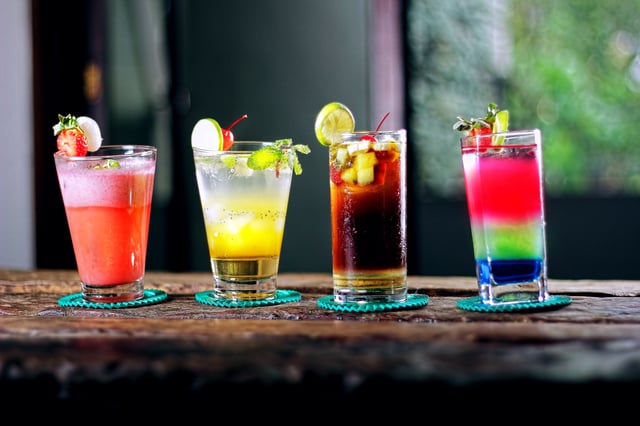Image of four mixed drinks in Mexico City