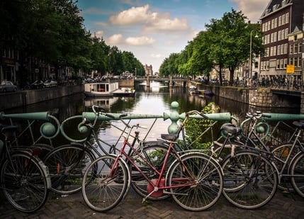 Image of bikes in Amsterdam, the primary form of transportation