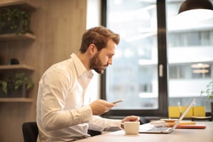 Image of a man using his laptop