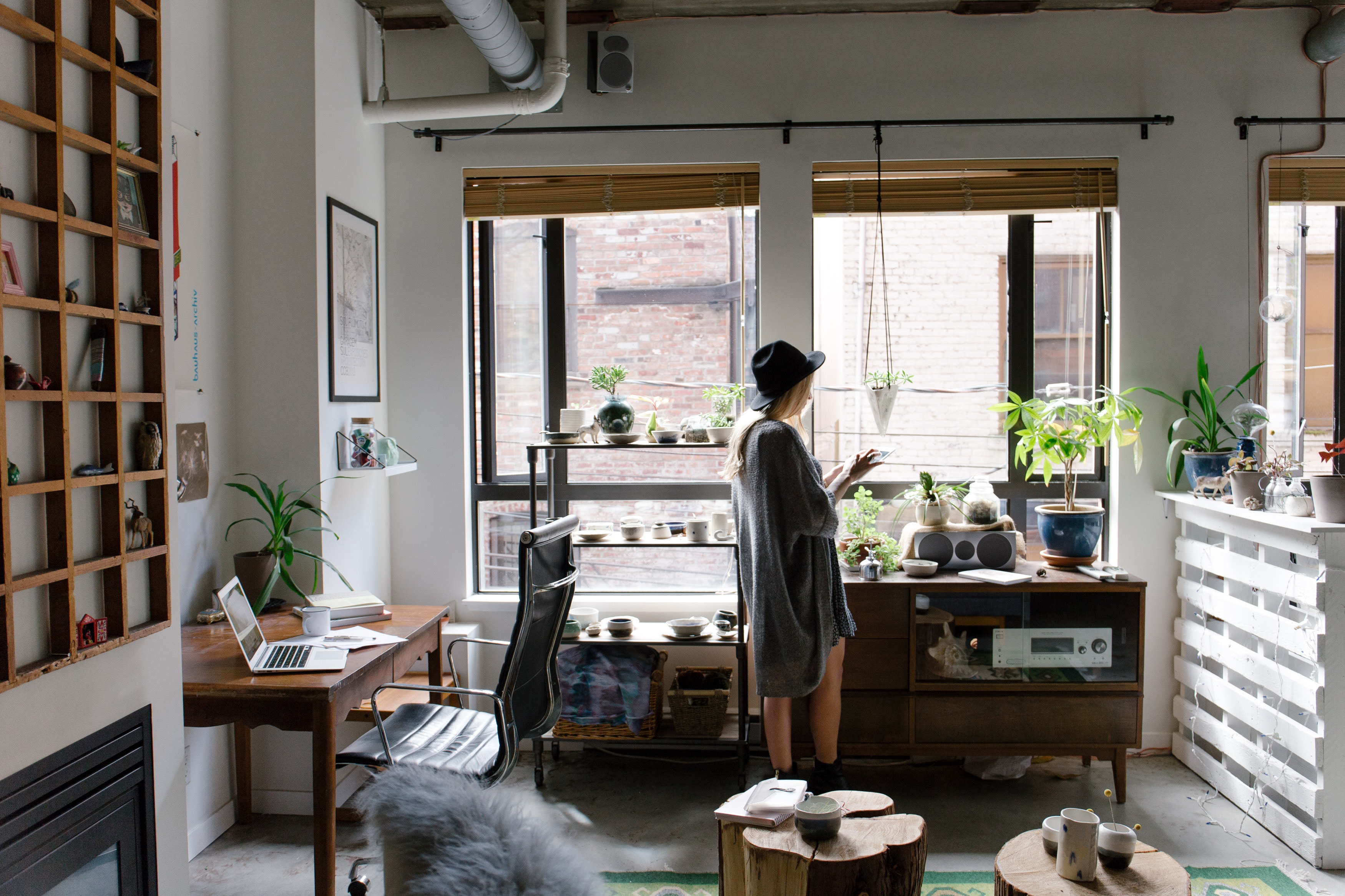 A photo of a woman in an apartment 