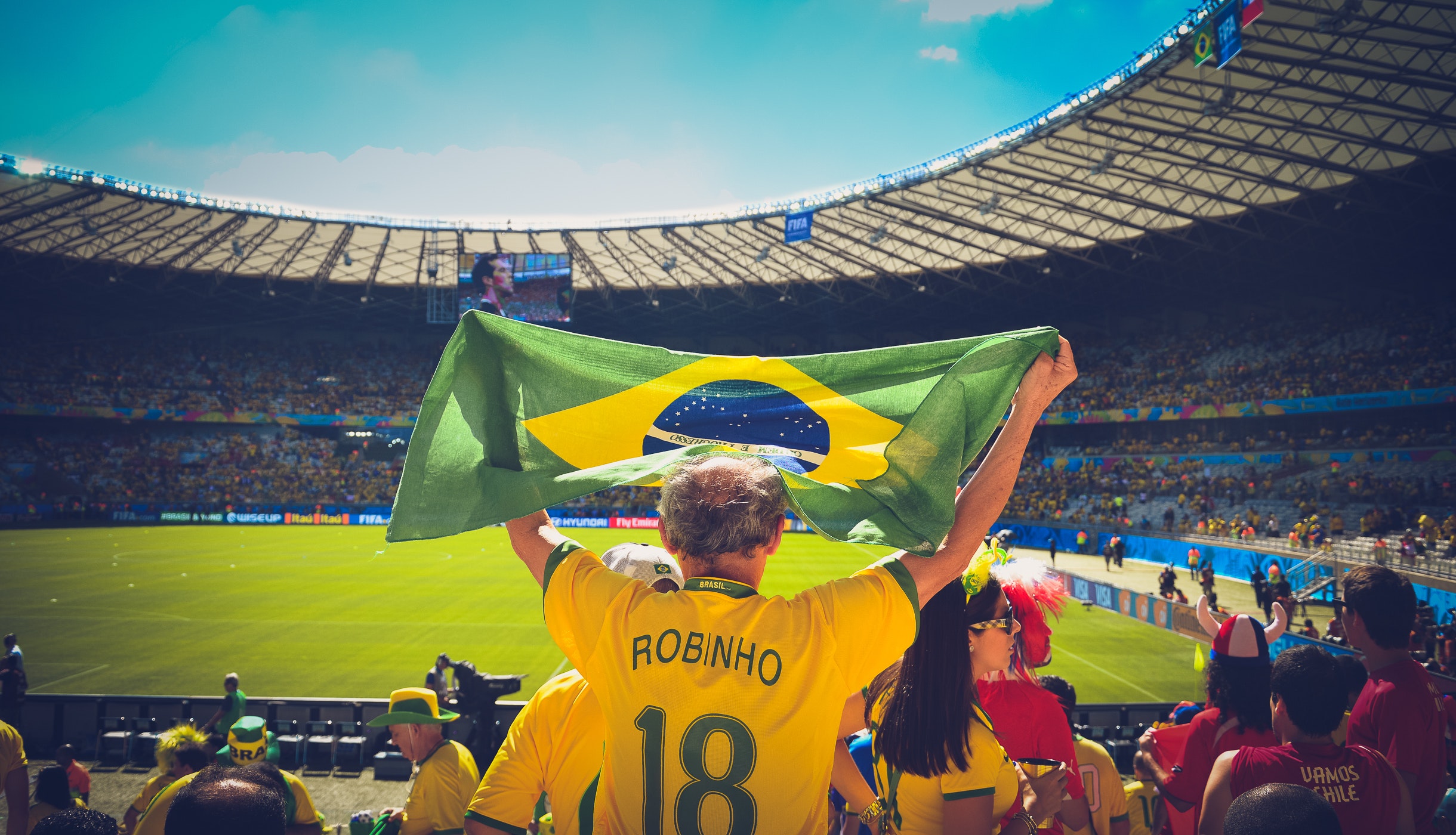 Image of a futbol fan in Brazil