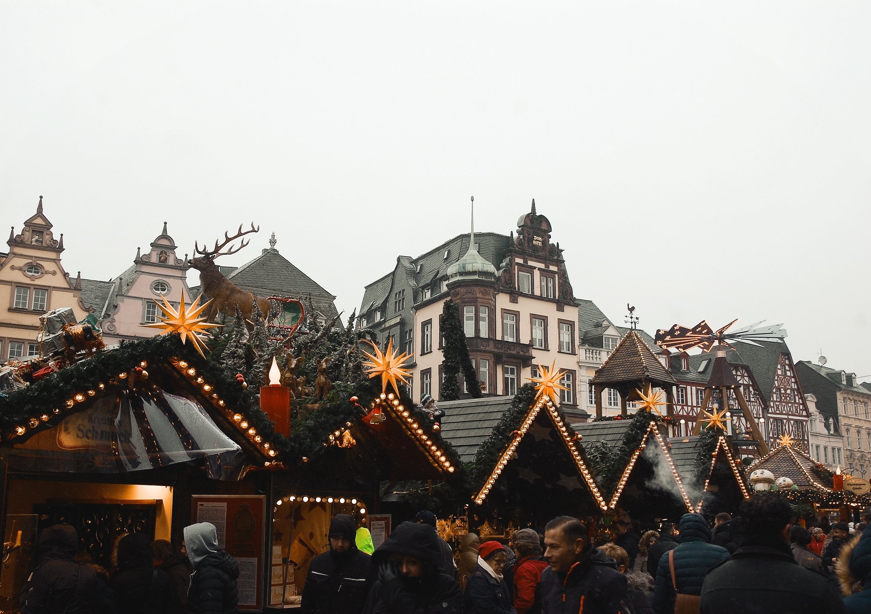 Image of Christmas market stalls in Trier, Germany
