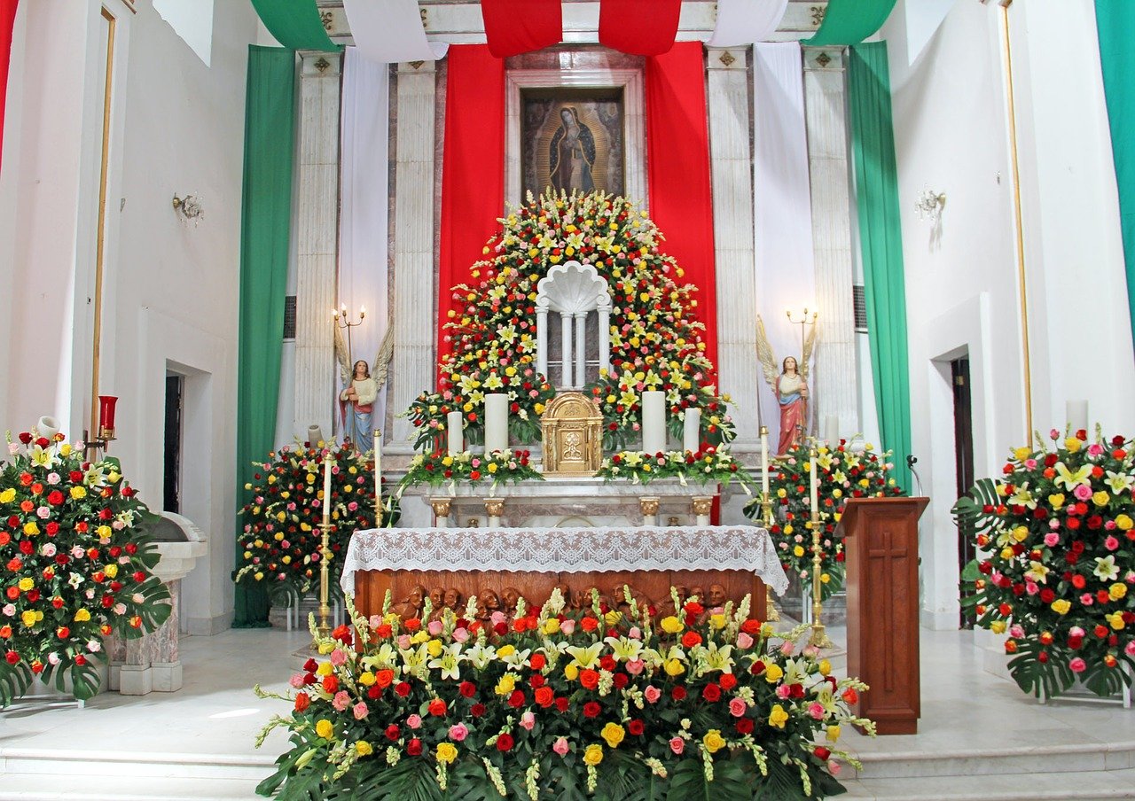 A church in Mexico decorated for Holy Week