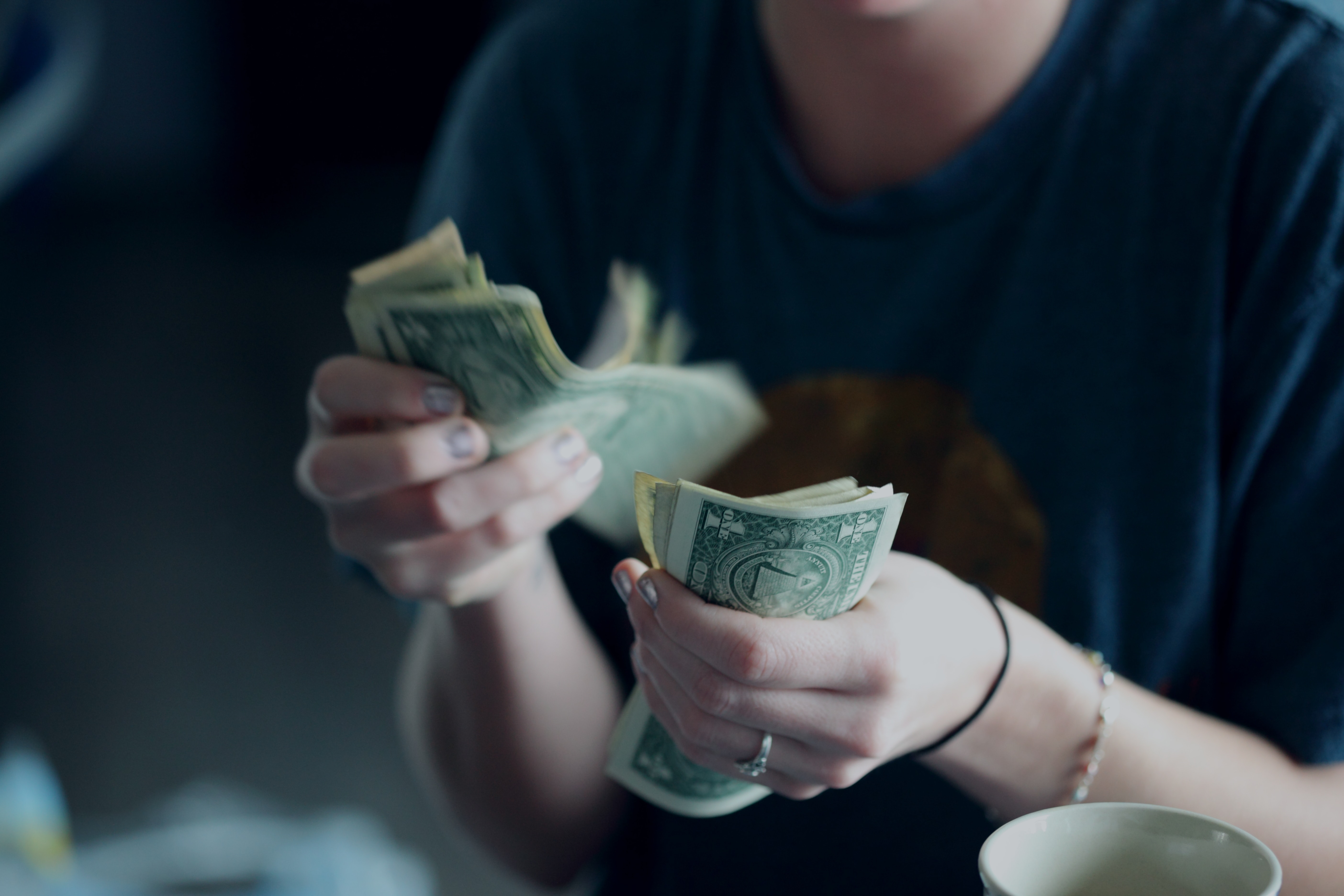 Image of a woman managing her finances