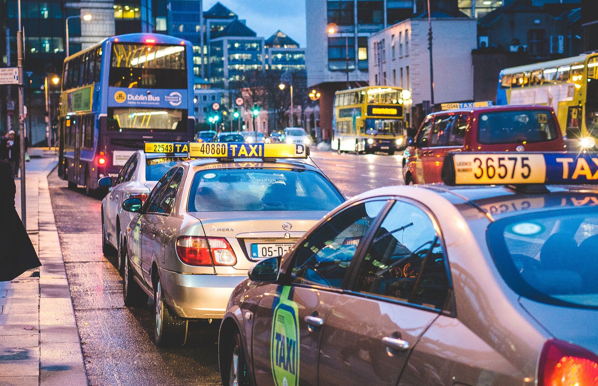 Image of a Dublin Bus and taxis